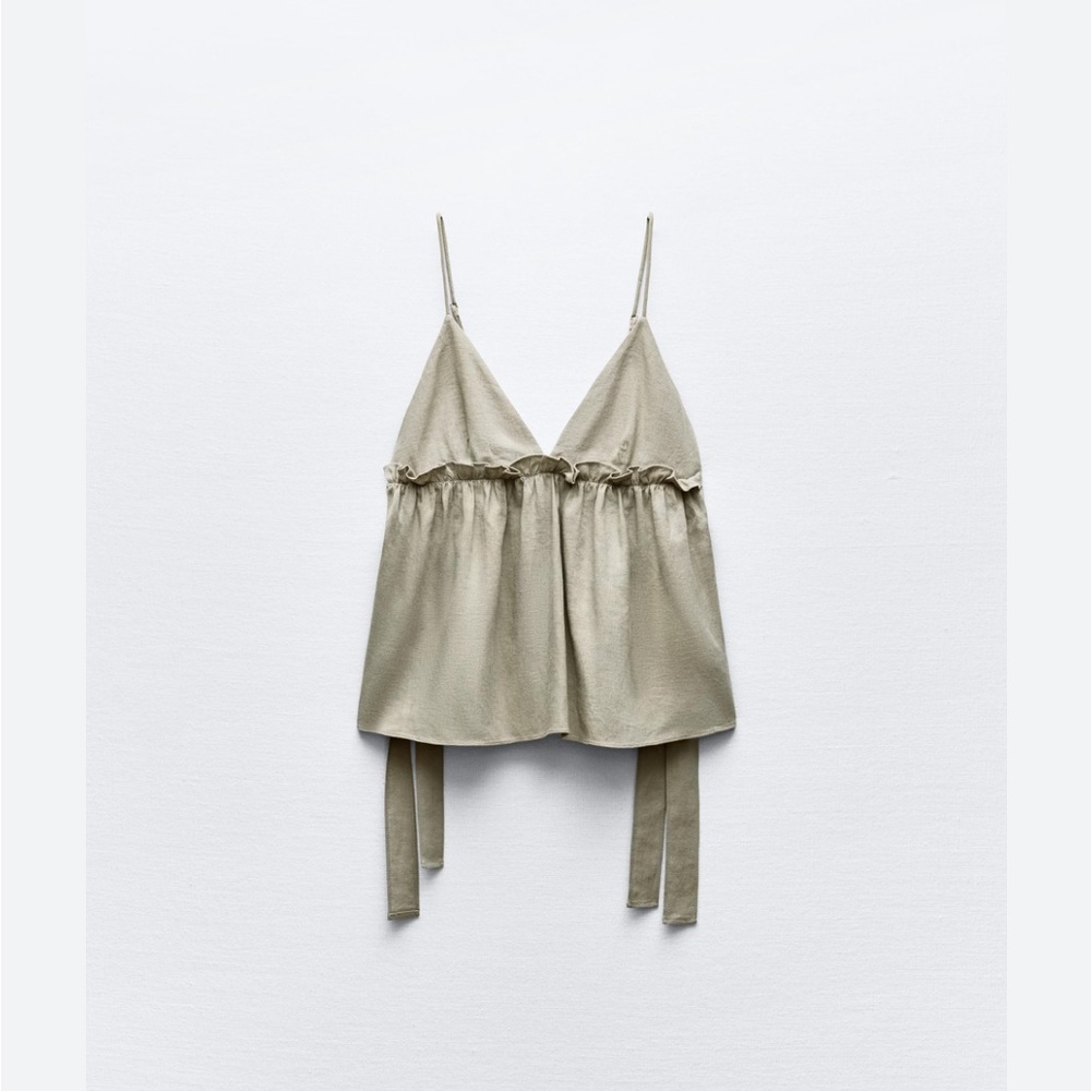 ZARA TOP WITH TIES AND RUFFLES
